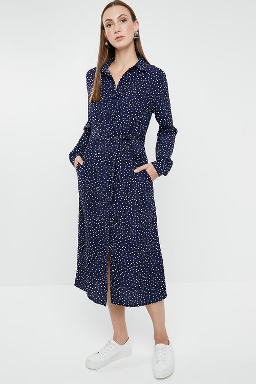 Spot shirt dress - navy