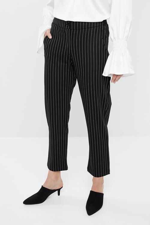 Knit stripe pants - black & white
