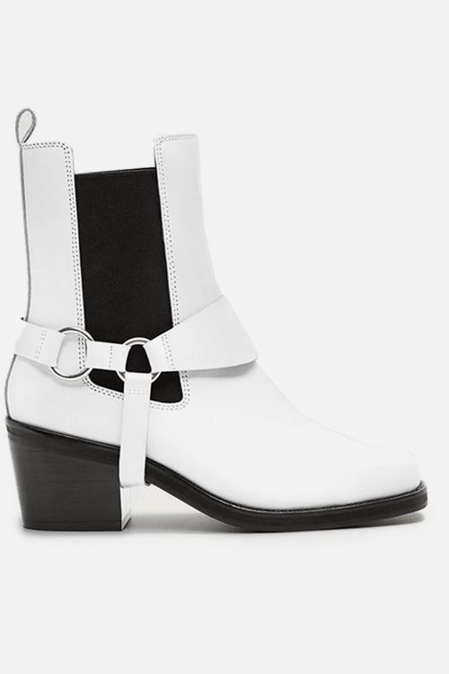 Music 1 leather ankle boot - white