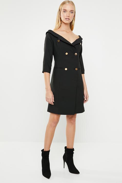 Double breasted blazer dress - black
