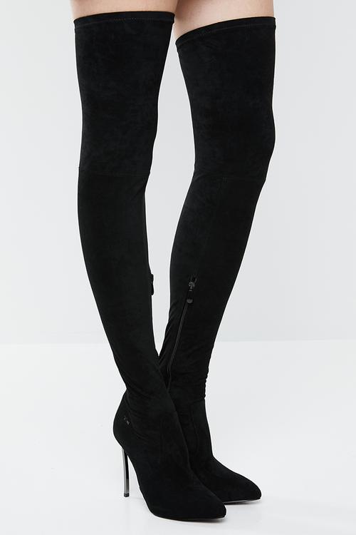 Thigh high stiletto boot - black