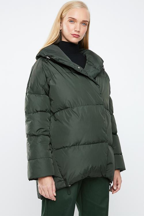 Quilted oversized puffer - green