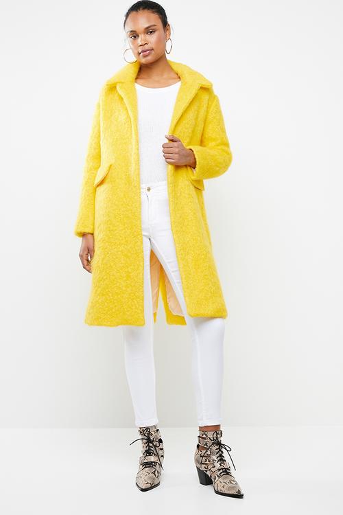 Unstructured wool blend coat - yellow