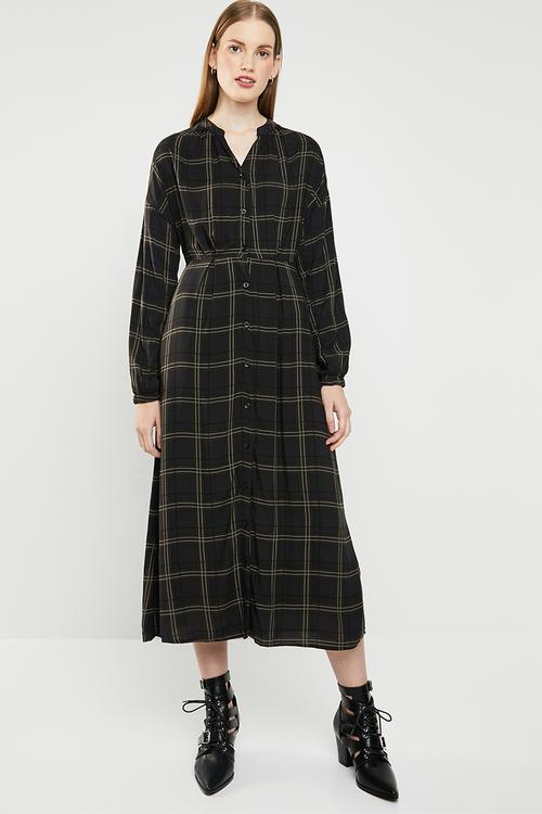 Mandarin collar shirt dress - multi