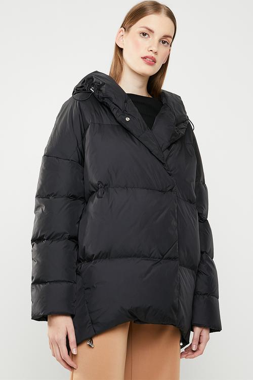 Quilted oversized puffer - black