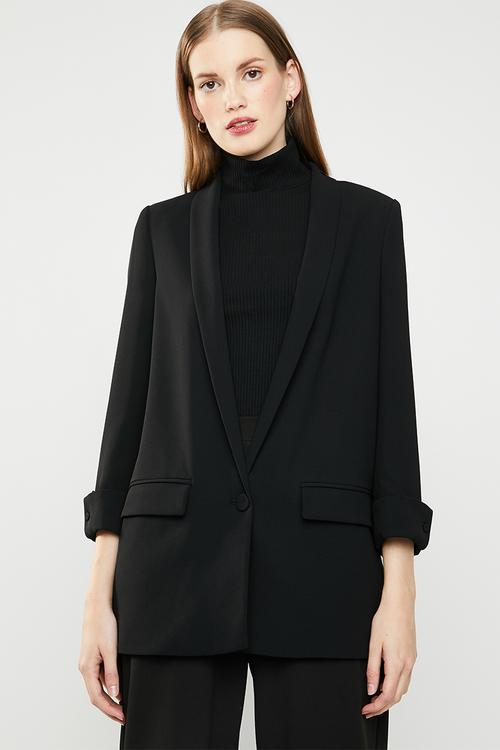 Shawl collar blazer - black