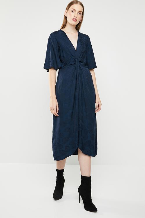 Knot jacquard dress - navy