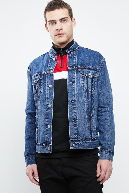 Inside out trucker jacket - blue