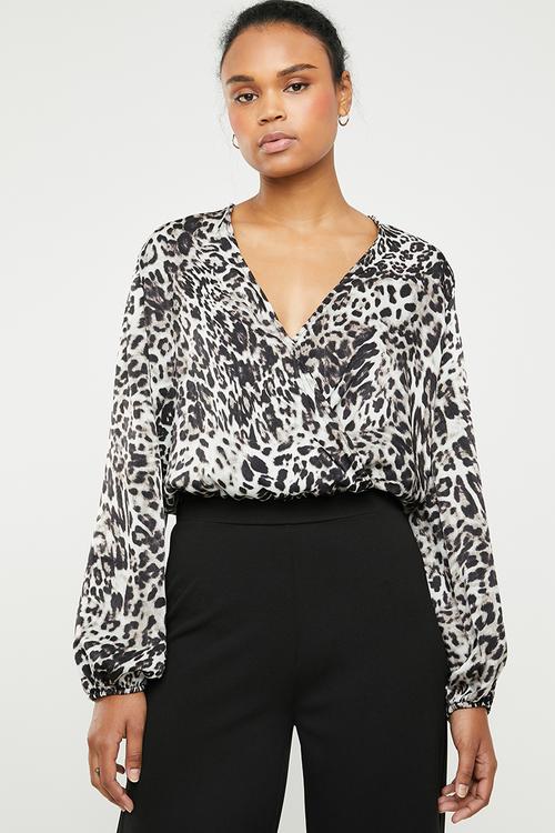 Wrap bodysuit - grey & black