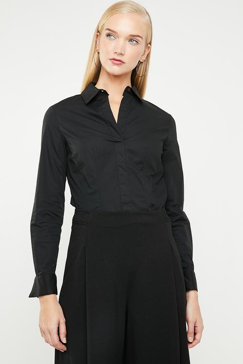 Cotton smart shirt - black