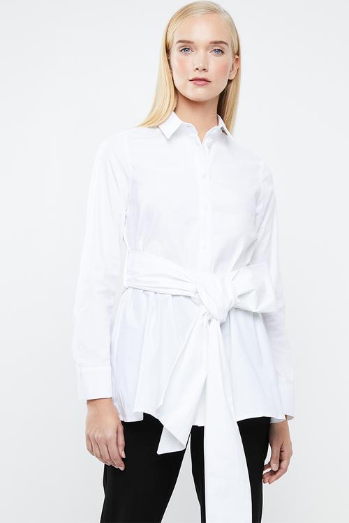 Self-tie shirt - white