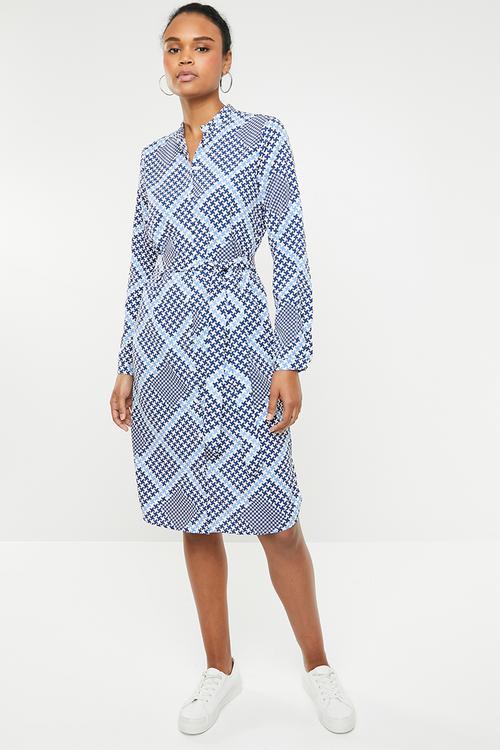 Printed shirt dress - blue
