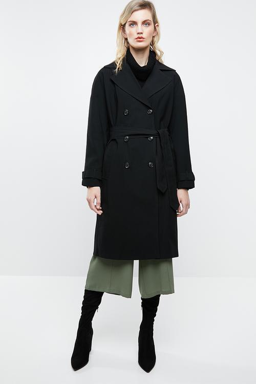 Emilia long trench coat - black