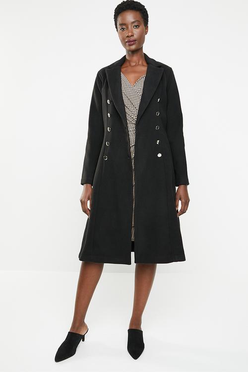 Fit and flare coat - black