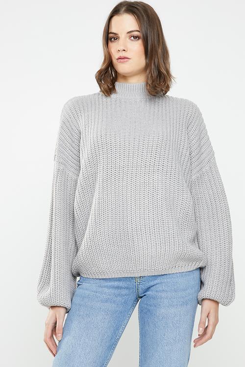 Oversize balloon sleeve jersey - grey