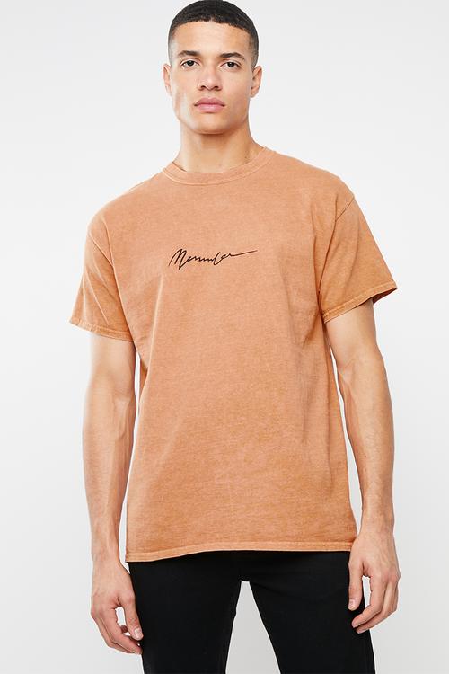 Embroidered signature tee - orange