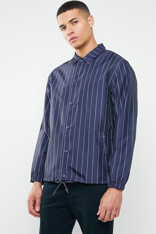 Pinstripe coach jacket - navy & white 