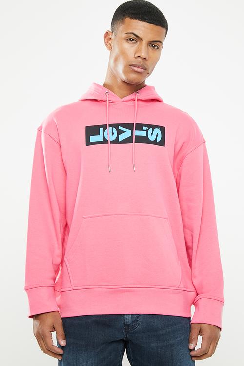 Oversized graphic hoodie boxtab po - pink