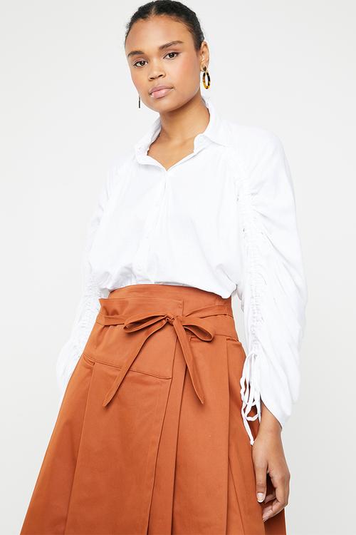 Khothatso volume sleeve shirt - white