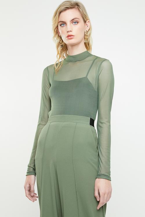 Long sleeve mesh tee - green