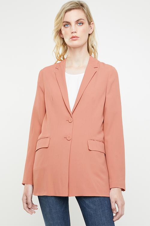 Textured blazer - coral