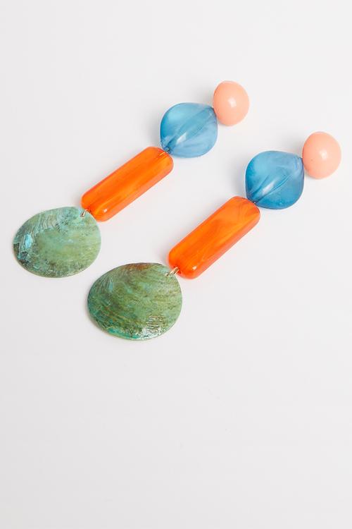 Statement earrings - blue & orange 
