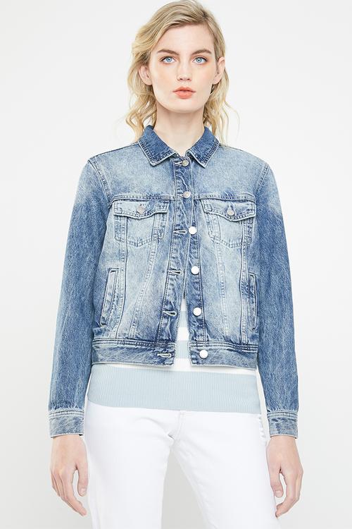 Kaily denim embroidery detail  jacket - blue