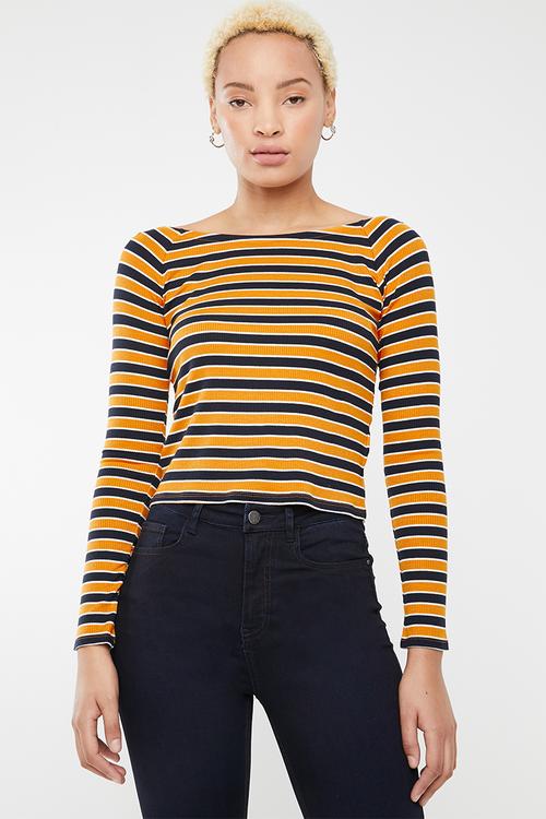 Off shoulder stripe top - multi