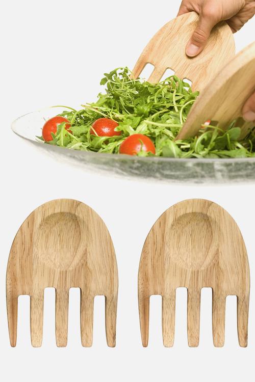 Oak hands salad utensils