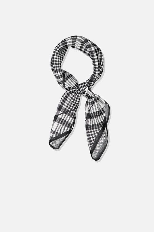 Soho check satin scarf - black & white