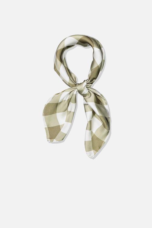Soho satin scarf - olive & white