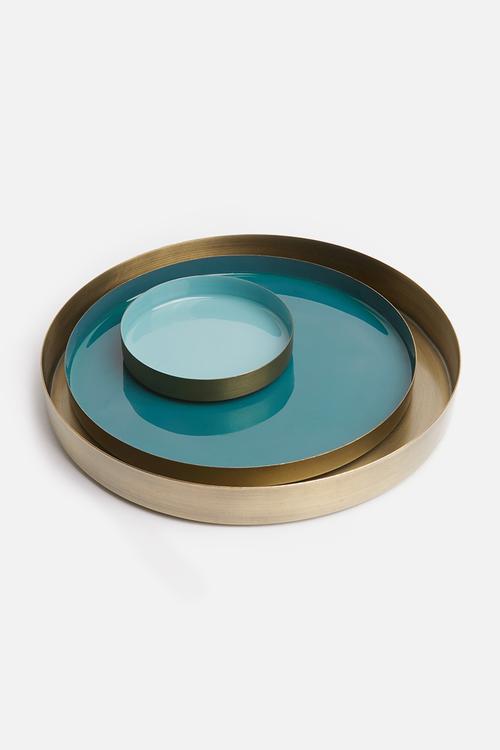 Etherea trays set of 3 - brass & turquoise 