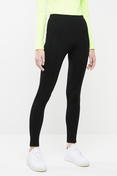Premium stretch mid rise tregging with seam detail - black 