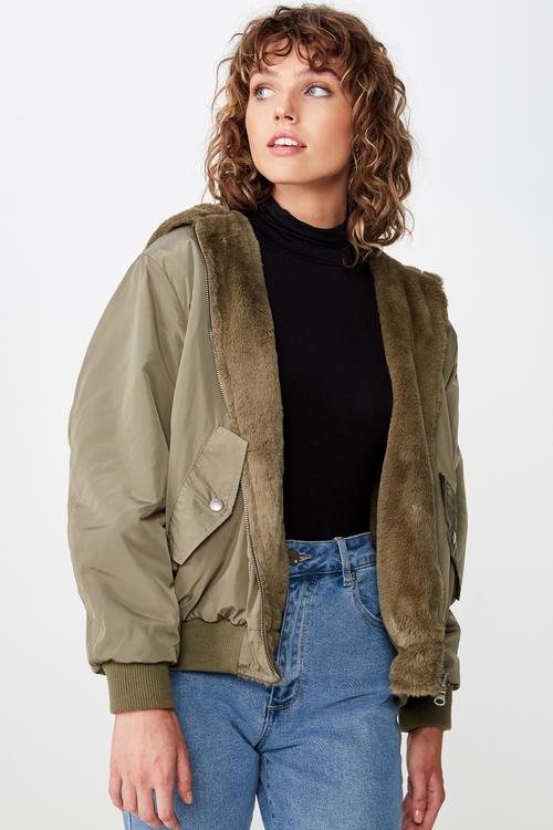 Ray ray reversible bomber jacket - khaki