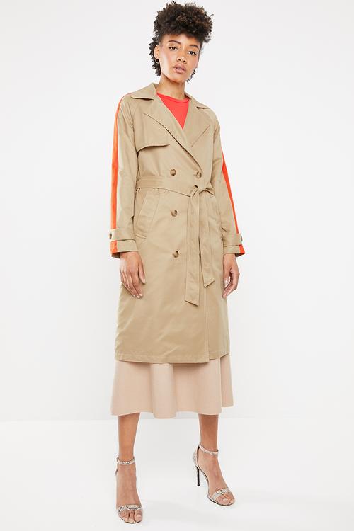 Isabella long trench - neutral & orange