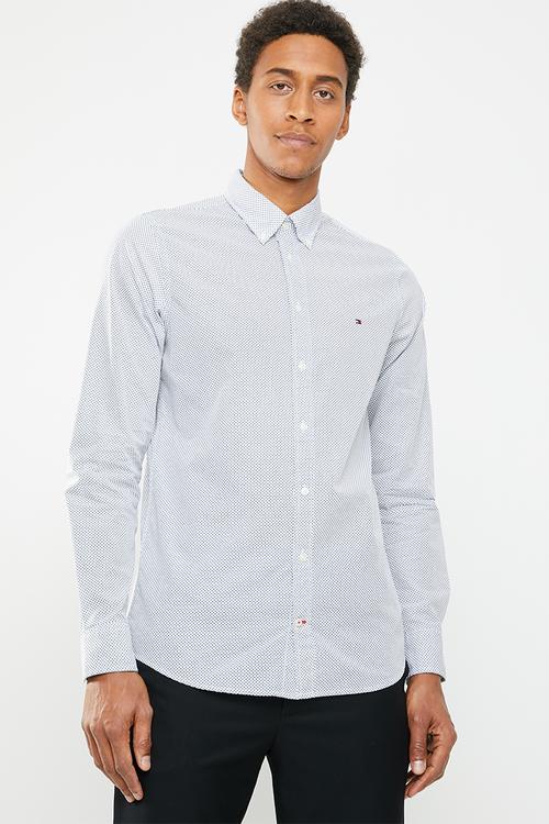Slim essential micro shirt - blue & white 
