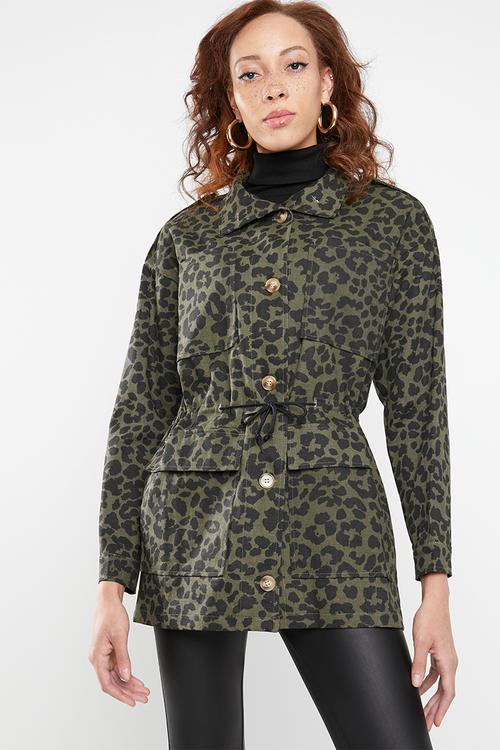 Leopard camo parka - khaki & black