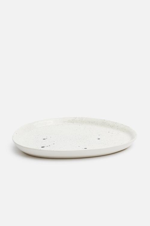 Oval splash trinket tray - white & black