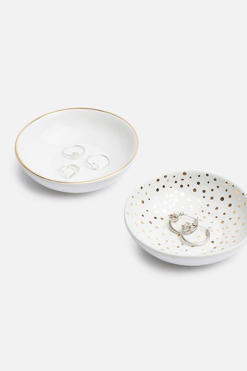 Gold trinket bowls set of 2 - white & gold