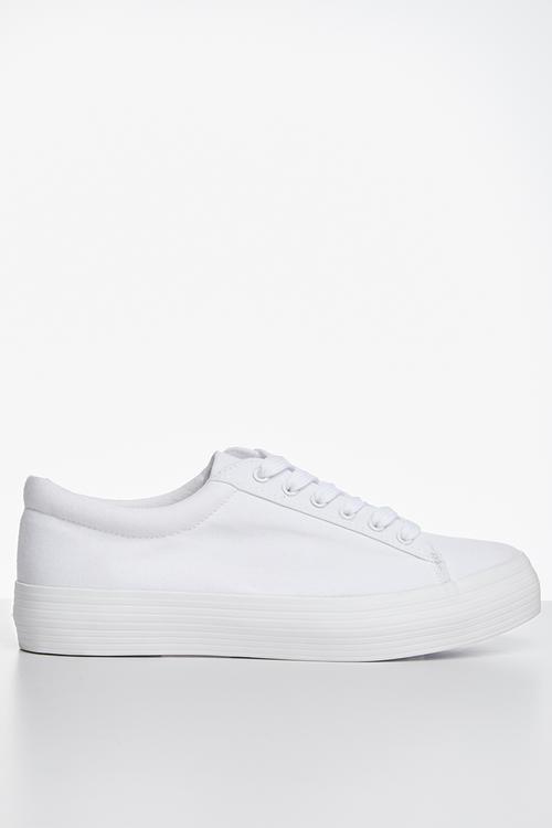 Lace up flatform sneakers - white
