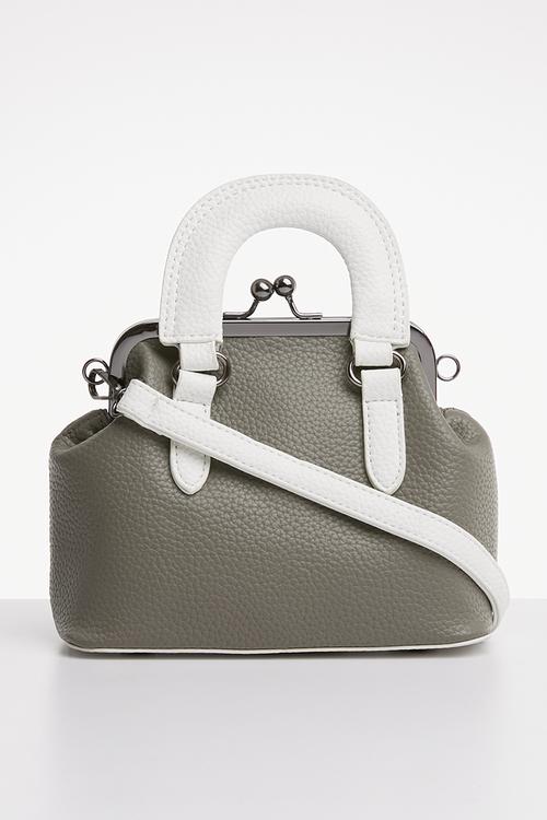 Structured crossbody bag - grey & white