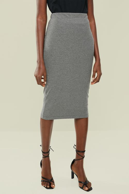 High waisted midi bodycon skirt - grey