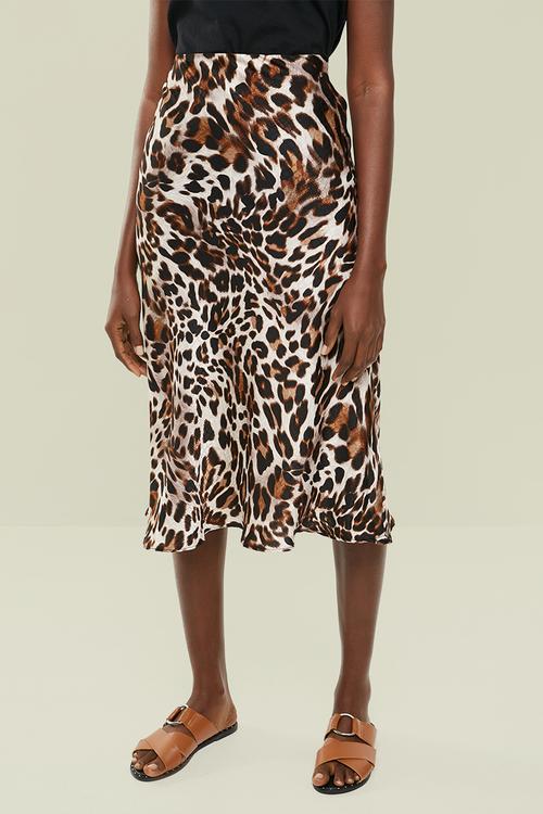 Bias cut animal print midi skirt - multi 