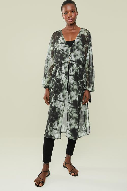 Maxi blouse with hi slit - green
