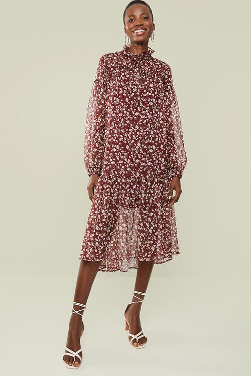 Printed peasant dress - multi
