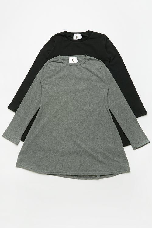 2 pack long sleeve dresses - black & grey