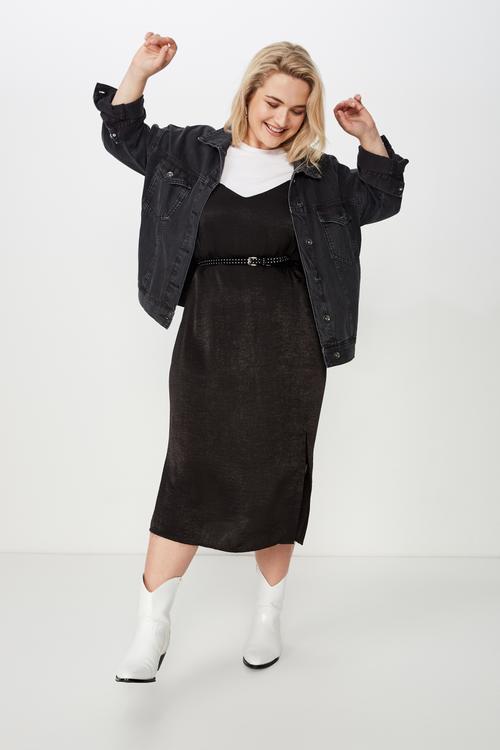 Curve boyfriend denim jacket  - black
