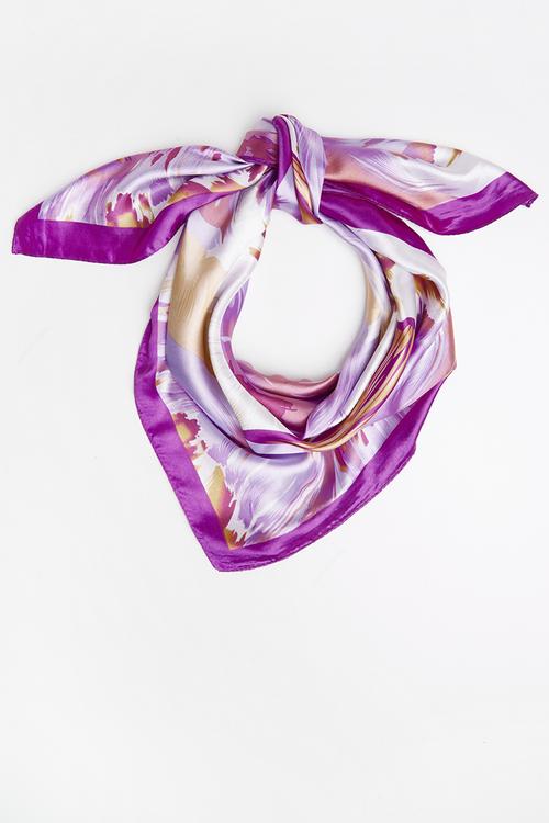 Printed scarf - purple & white