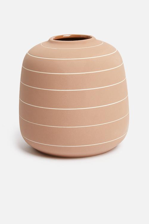 Terra ceramic vase wide - terracotta
