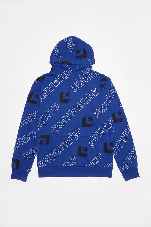 Cnvb wrdmrk print po hoodie - blue